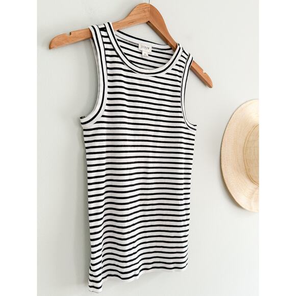 J Crew Factory | NWT | Striped ribbed tank top White Black | Sz S - Picture 3 of 7